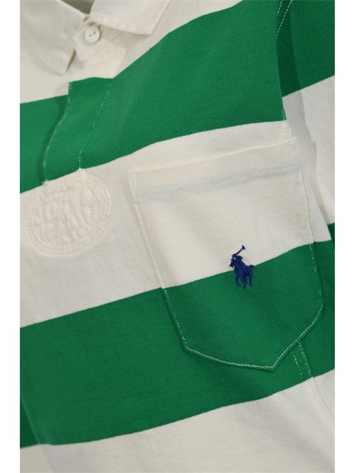 Polo a manica lunga in cotone Green/White POLO RALPH LAUREN | 211971746500